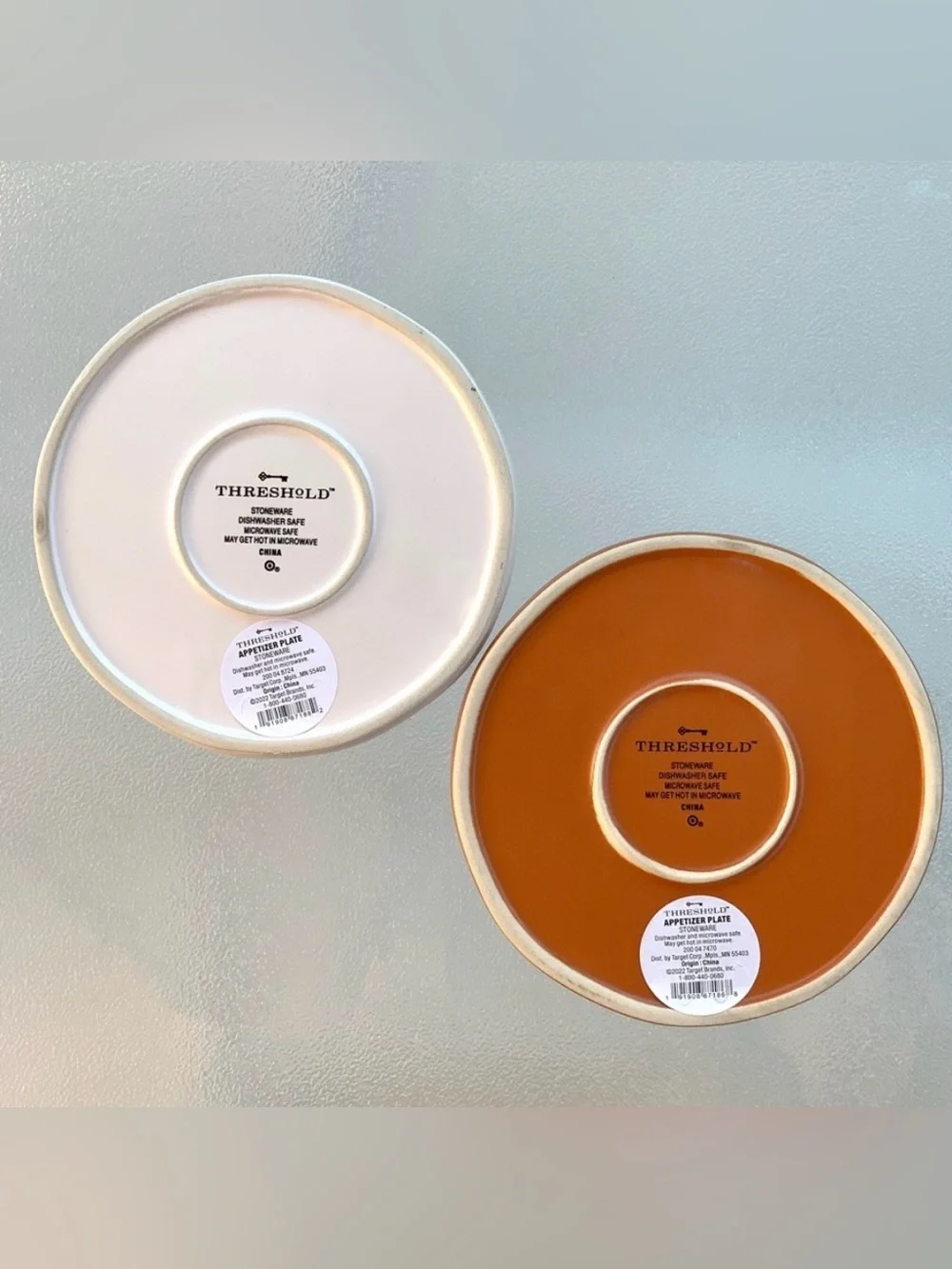 Halloween Stoneware Scared Cat and Cauldron Appetizer Plates ~ Set of 2
